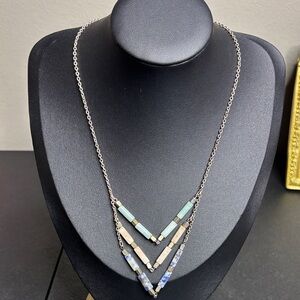 Dainty Layered Stone Drop Chain Boho Necklace Western
